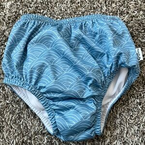 Blue Wave Pattern Kids Swim Diaper Cover